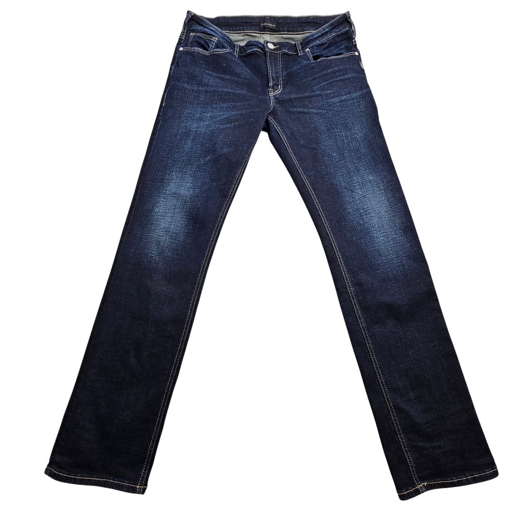 Silver Jeans Co Taavi Slim Leg Jeans Mens 34 Dark Indigo Stretch Denim